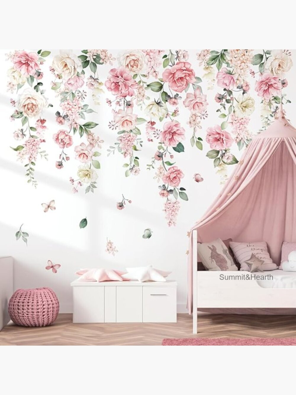 Large Floral Wall Decals, Peel and Stick Wall Art Stickers for Nursery Decor
